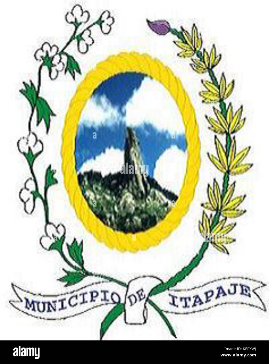 Le Brasão de Itapajé est le blason municipal d'Itapajé, une ville de l'État de Ceará, au Brésil, symbolisant le patrimoine local, la culture et la fierté civique à travers son emblème unique. Banque D'Images