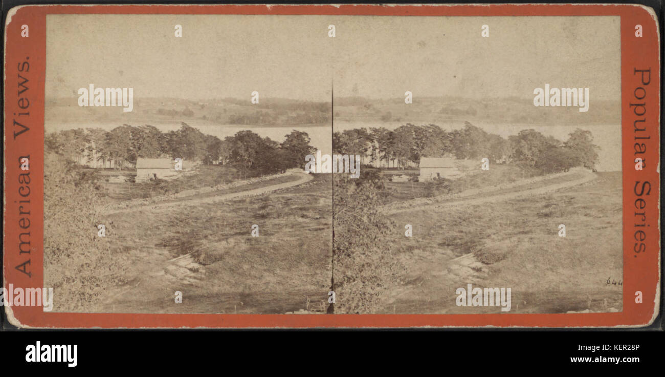 Étape road et hôtel voir d'Old Fort Ty. Vermont en distance, de Robert N. Dennis collection de vues stéréoscopiques Banque D'Images