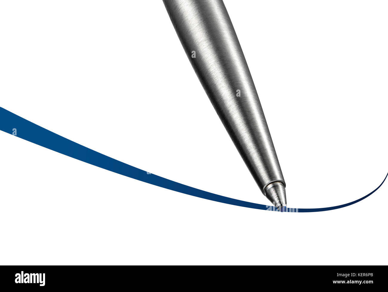 Photo illustration conceptuelle de stylo à bille close up comme il trace une ligne d'encre Banque D'Images