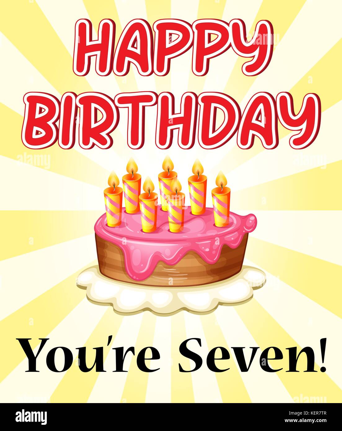 Illustration d'une carte d'anniversaire avec gâteau et bougies 7 Illustration de Vecteur