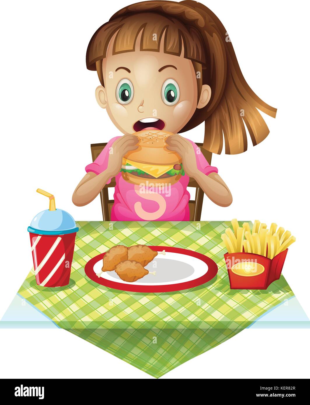 enfants en train de manger un déjeuner clipart