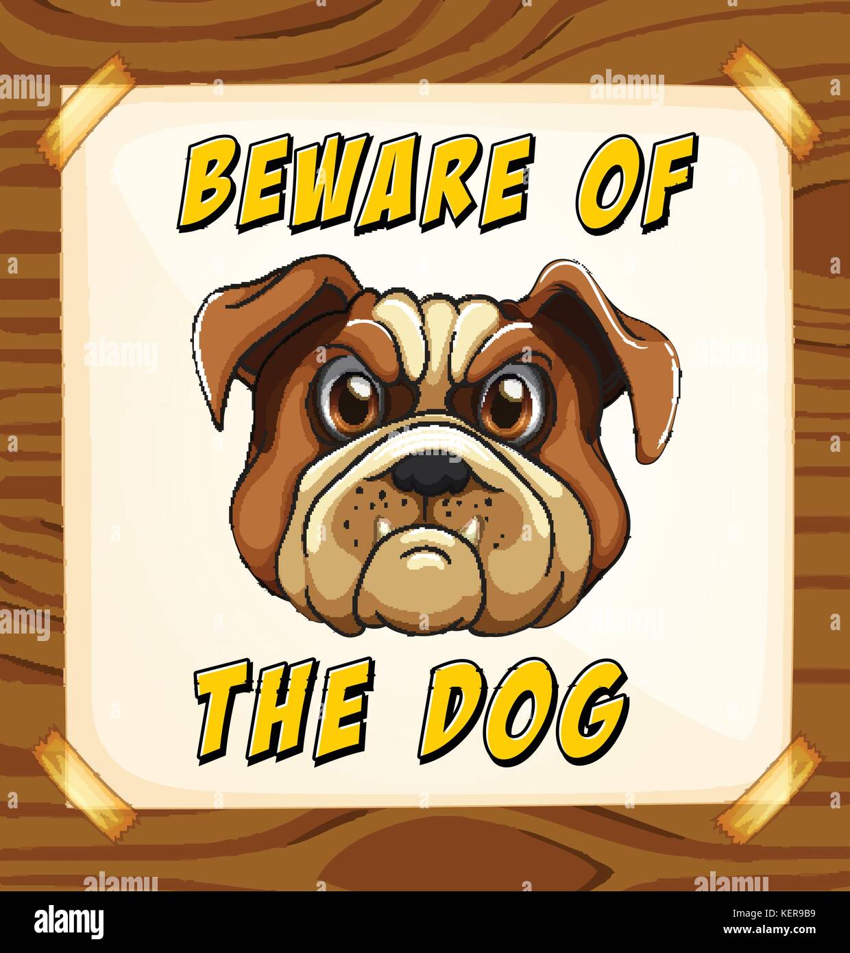 Poster « Méfiez-vous des chiens Grand panneau d'avertissement pour