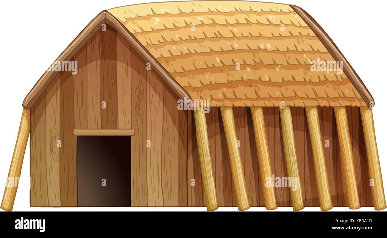 Illustration d'une maison en bois rond Illustration de Vecteur