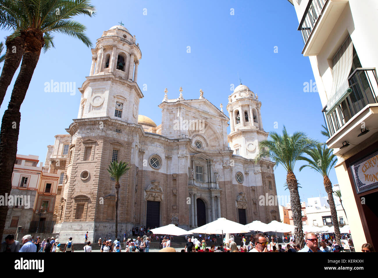 Plaza de la Catedral et la Cathédrale de Cadix Cadix dans une ancienne ville portuaire dans le sud-ouest de l'Espagne Banque D'Images