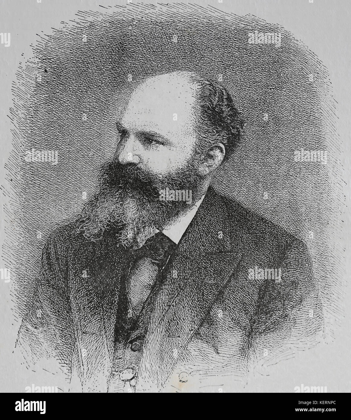 Georg Moritz Ebers (1837-1898) Égyptologue et romancier allemand. Gravure. Nuestro Siglo, 1883, Barcelone, Espagne. Banque D'Images