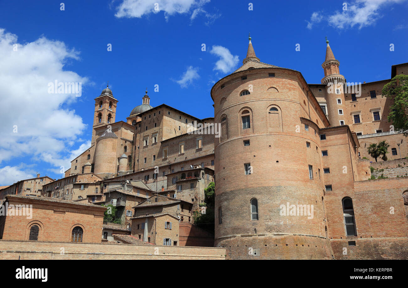 Palais ducal, le palais des Doges, de la Renaissance, Urbino, Marches, Italie Banque D'Images