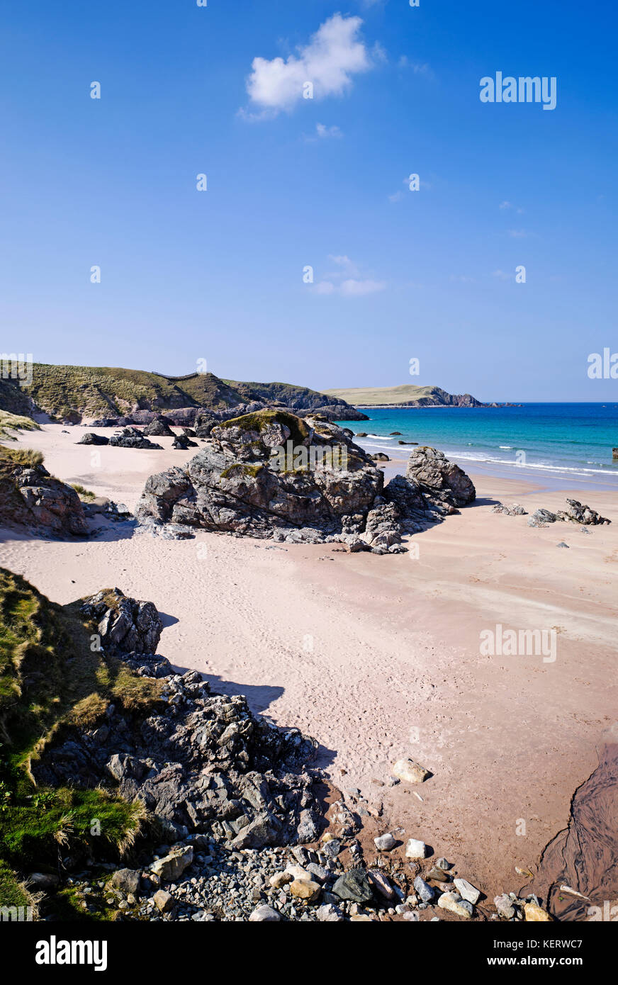 Belle plage de Sangomore (également appelé le sango Sands),à Durness, Sutherland, sur la côte nord 500 route touristique, Northern Highlands, Ecosse UK Banque D'Images