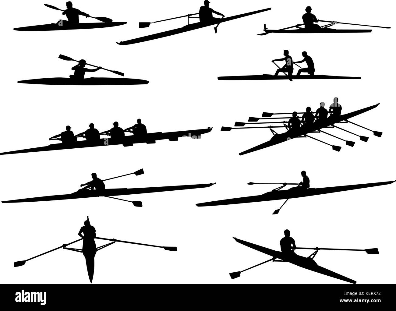 Silhouettes d'aviron - vector Illustration de Vecteur