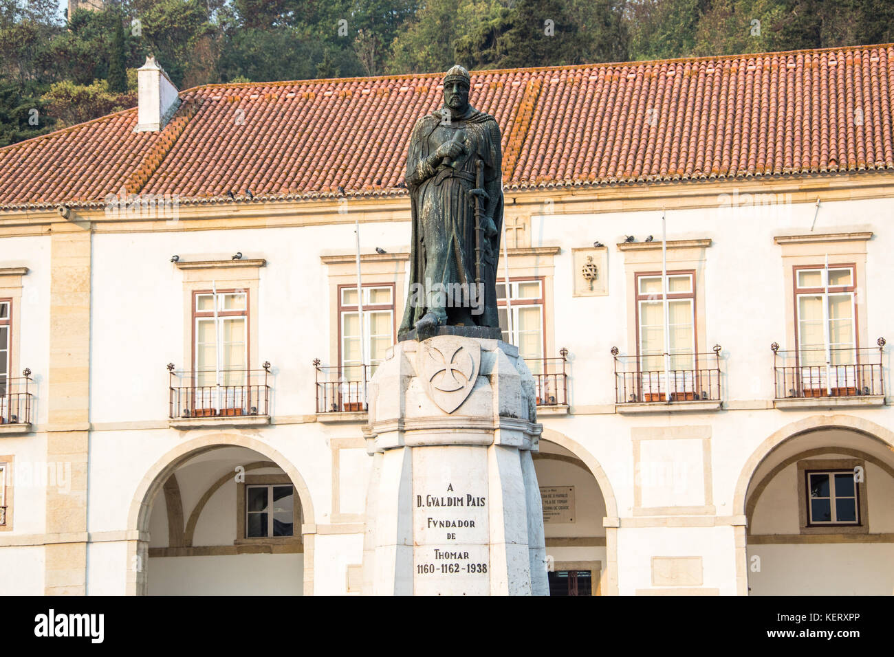 Statue du fondateur du Temple de Tomar, Gualdim Pais, Tomar, Portugal, Portugal, Banque D'Images