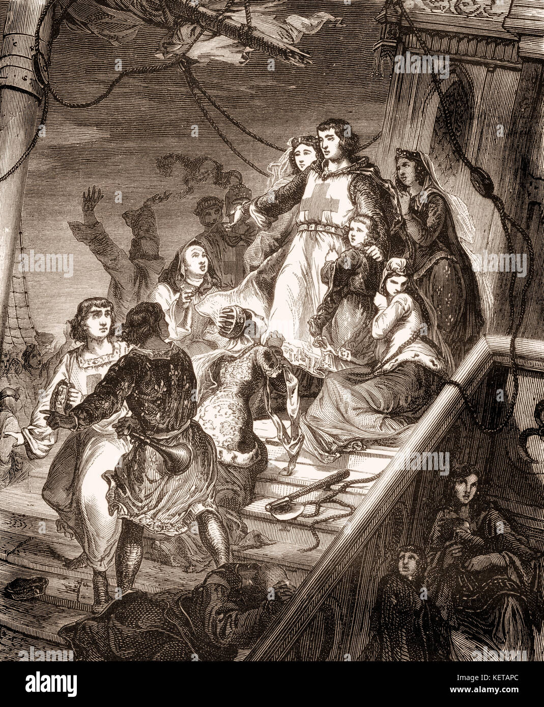Le départ d'Aigues-Mortes du roi Louis IX pour la septième croisade Banque D'Images