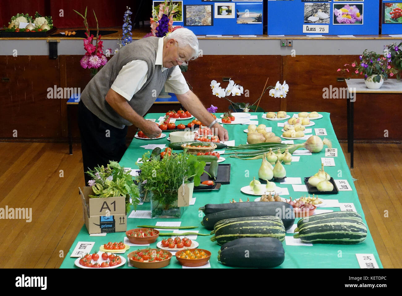 Des légumes sur l'affichage à Stamford Horticultural Society show england uk Banque D'Images