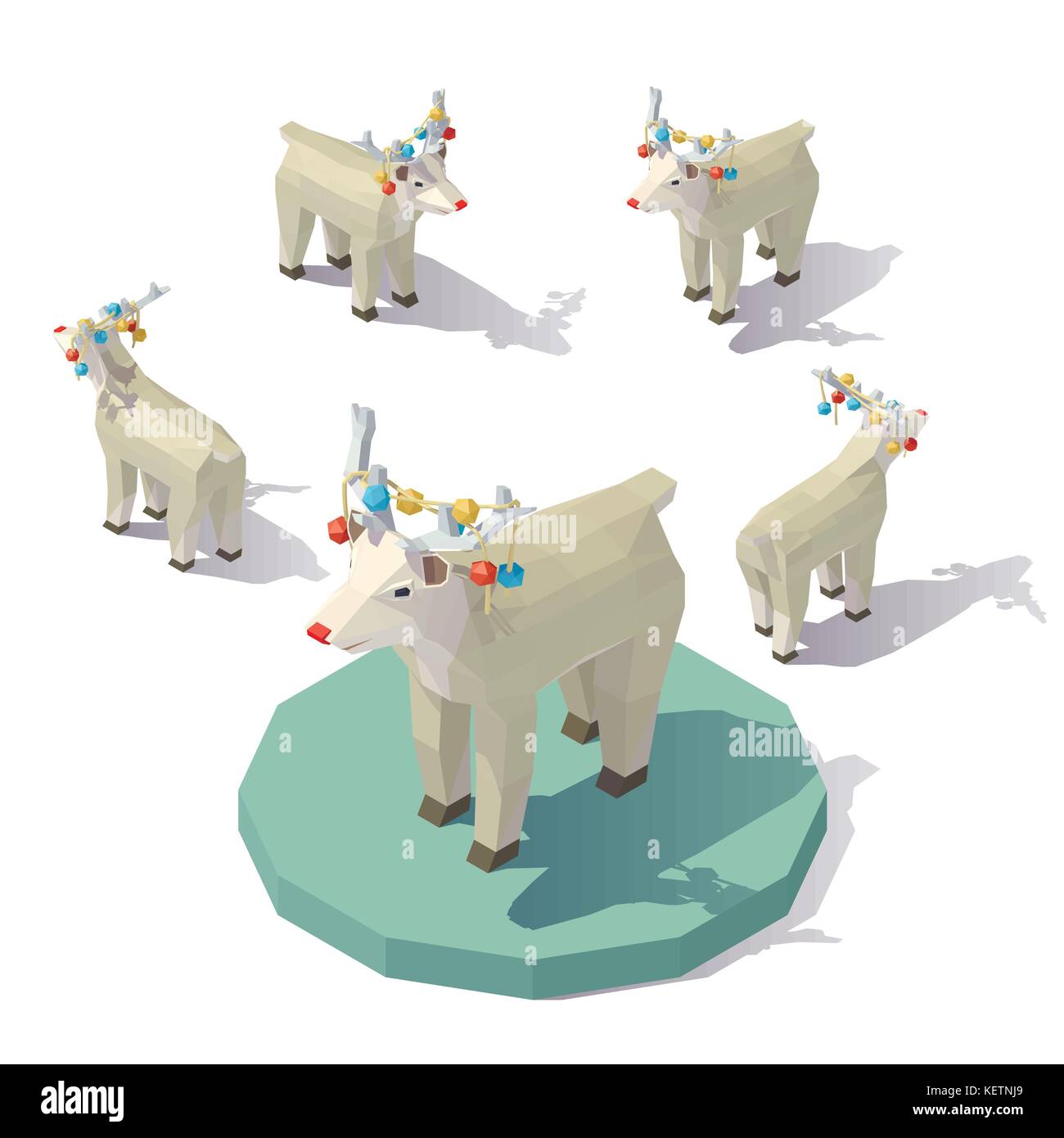 Le renne de noël poly bas Illustration de Vecteur