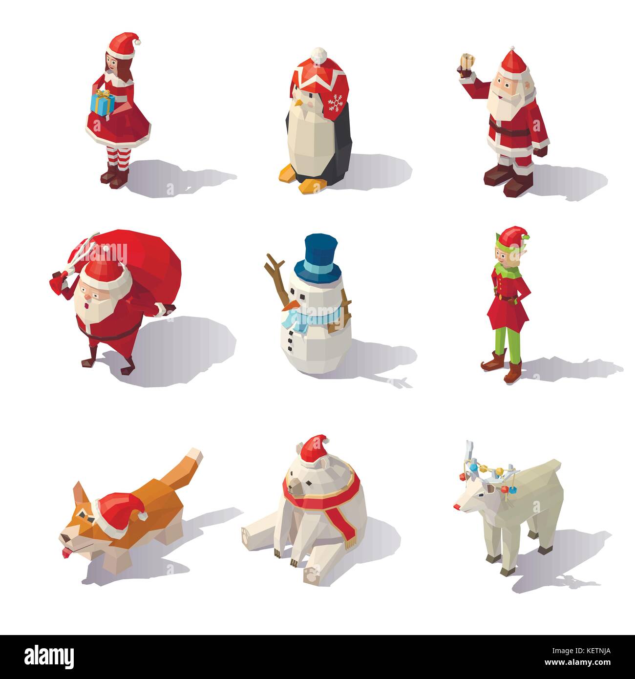 Personnages de noël vecteur tension isométrique Illustration de Vecteur