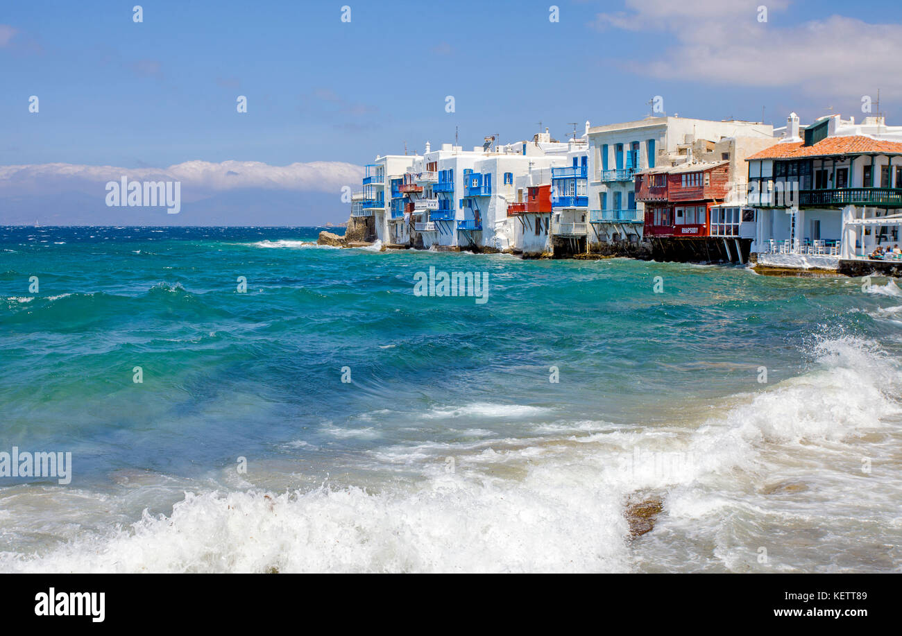 La petite Venise, point d'intérêt à Mykonos, Mykonos-ville Banque D'Images