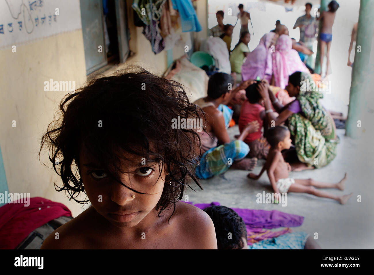 Réfugiés musulmans bengalis dans le udmari 1446 camp de secours, à dhuburi. 11e août 2012. Ils souffrent de la fièvre et de la dysenterie crédit : dhruba dutta/imageslive/zuma/Alamy fil live news Banque D'Images