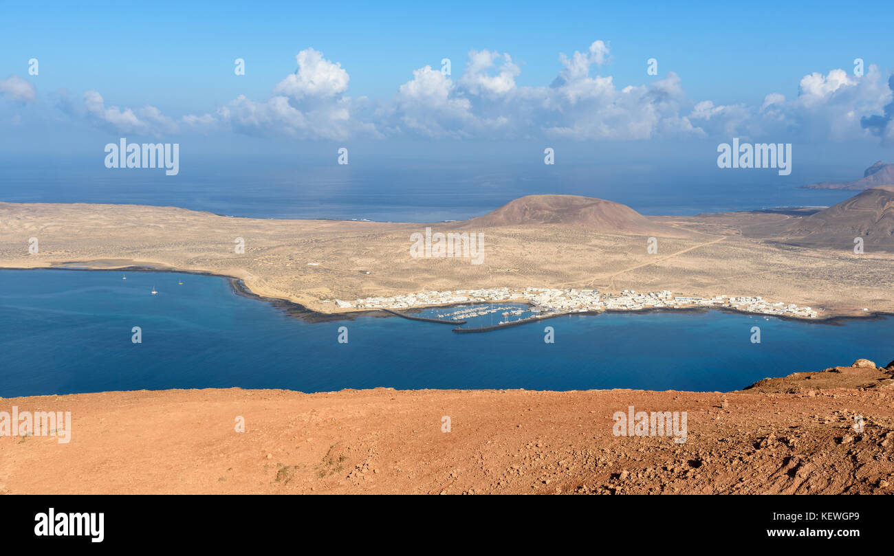 Voir l'île de la graciosa du mirador del rio, Lanzarote, îles canaries, espagne Banque D'Images