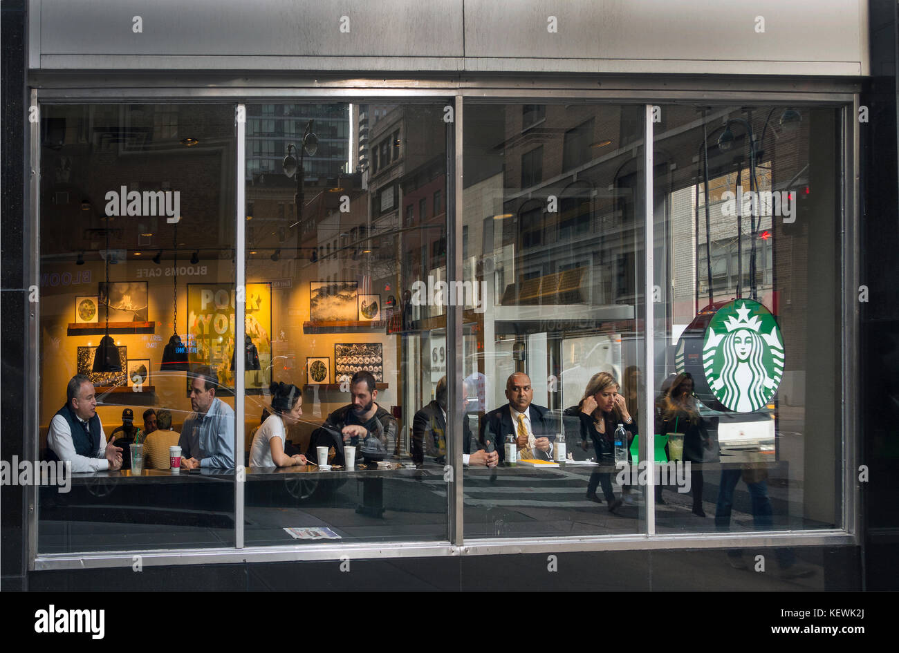 Nyc midtown Starbucks Banque D'Images