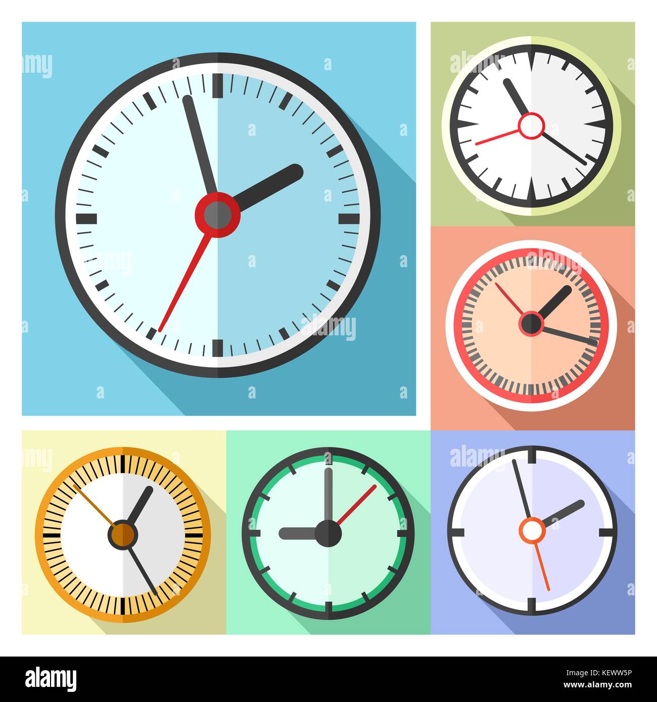 Bureau moderne des horloges icon set Illustration de Vecteur