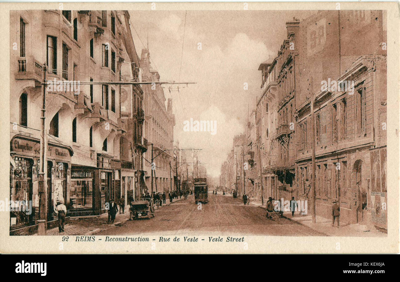 Baudet 92 REMS Rue Reconstruction de Vesle Vesle Street Banque D'Images