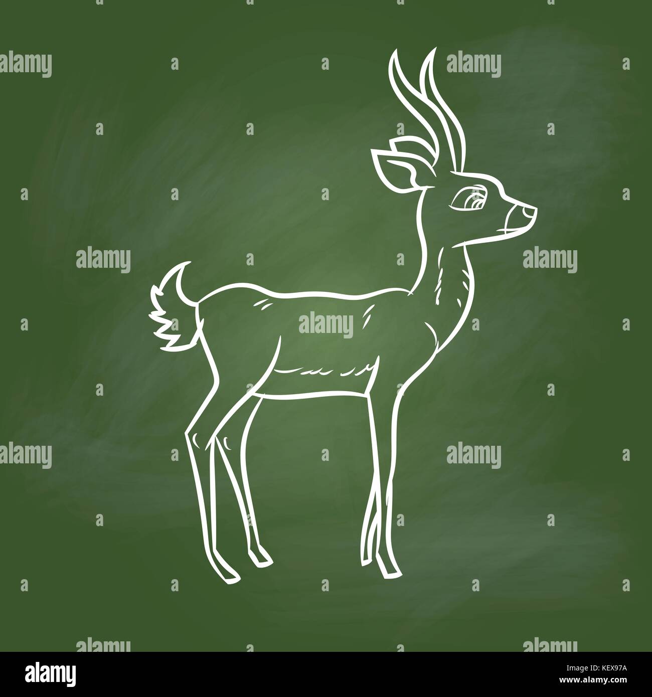 Dessin à la main dessin animé sur l'antilope vert texturé. conseil concept éducation, vector illustration Illustration de Vecteur