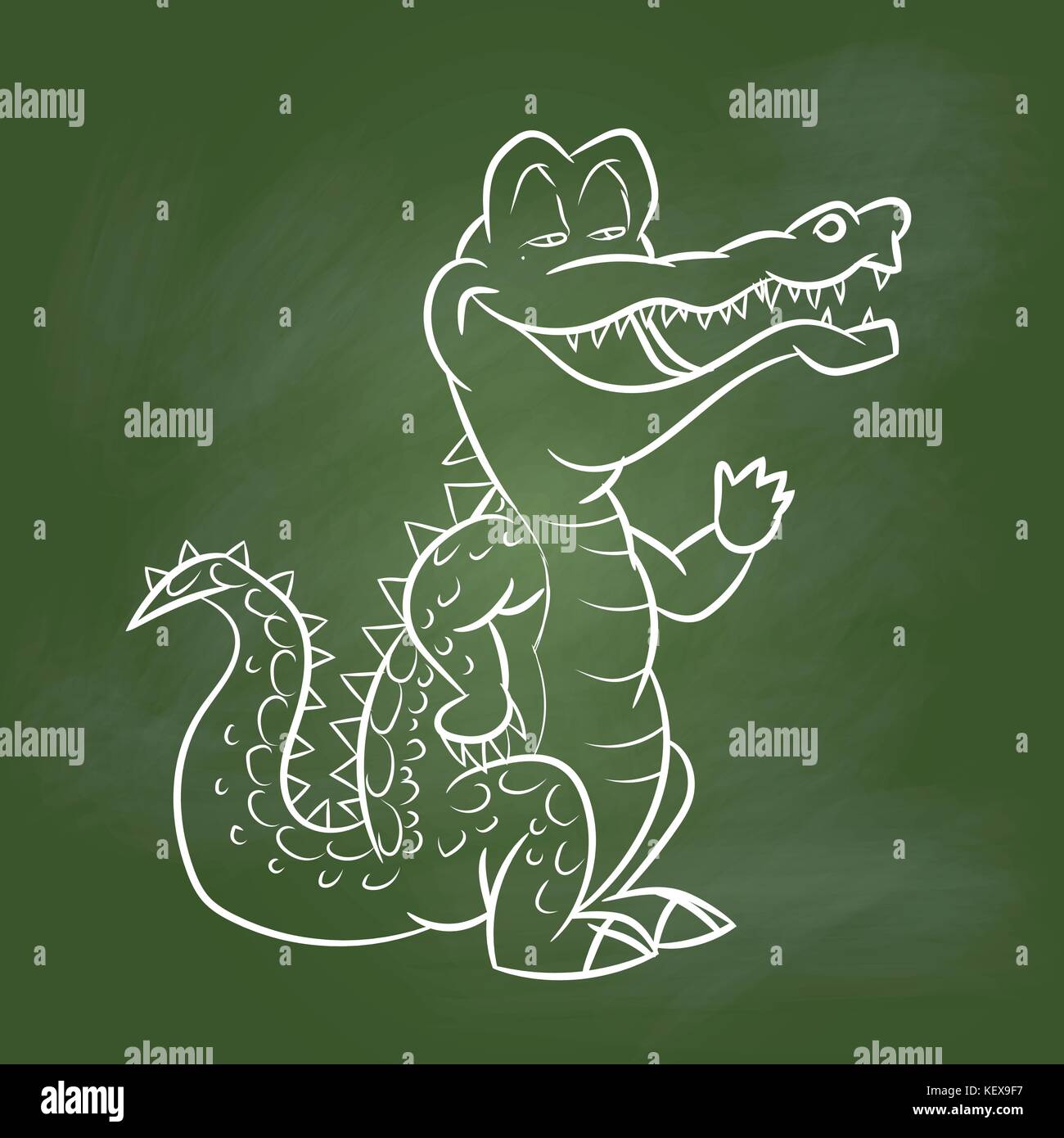 Dessin à la main sur le crocodile vert texturé. conseil concept éducation, vector illustration Illustration de Vecteur
