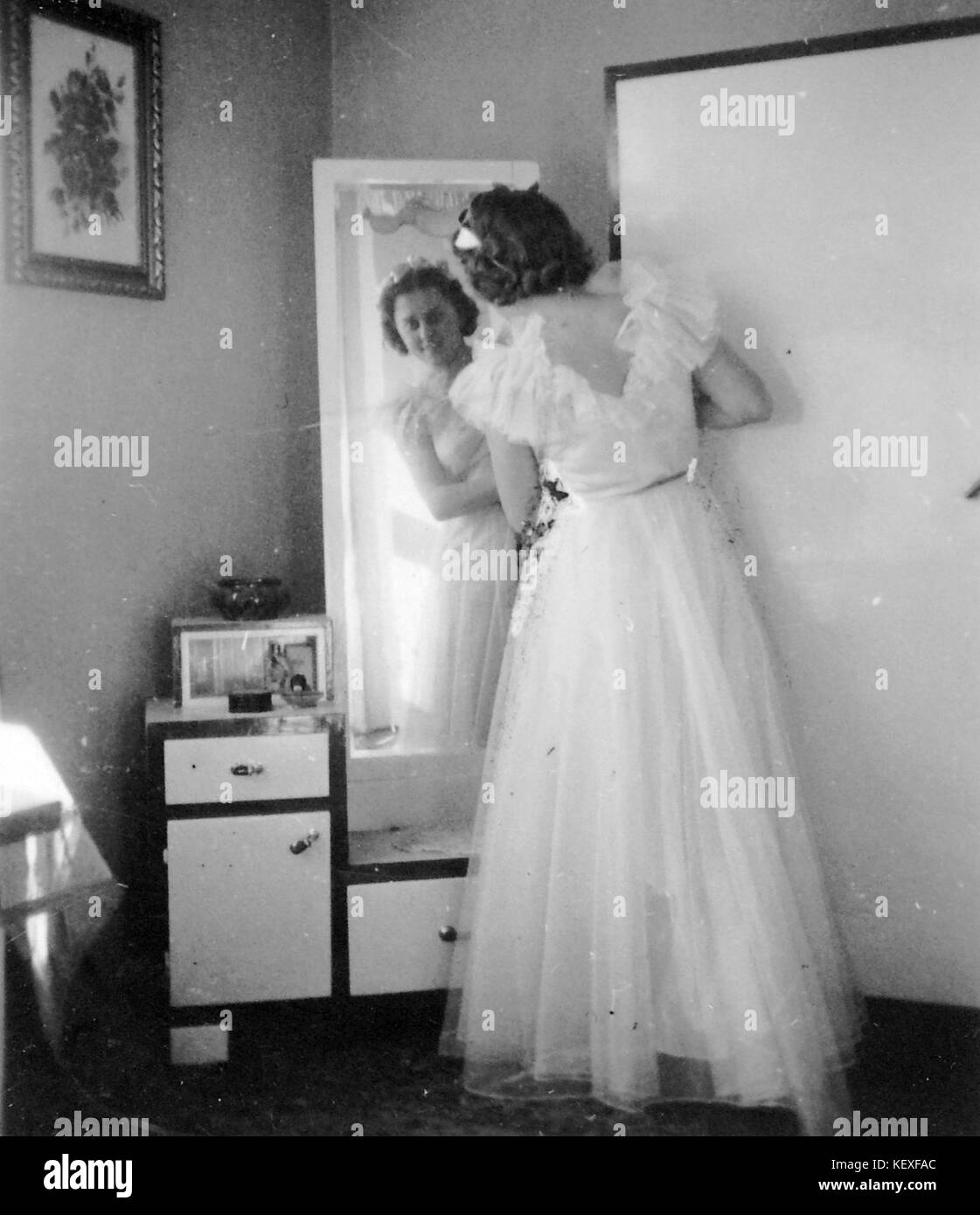 Mariée, miroir, réflexion Fortepan 3785 Banque D'Images