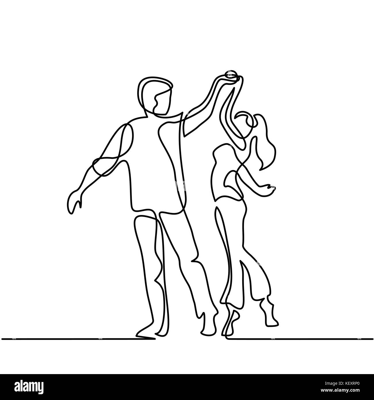 Heureux couple aimant la danse. Illustration de Vecteur