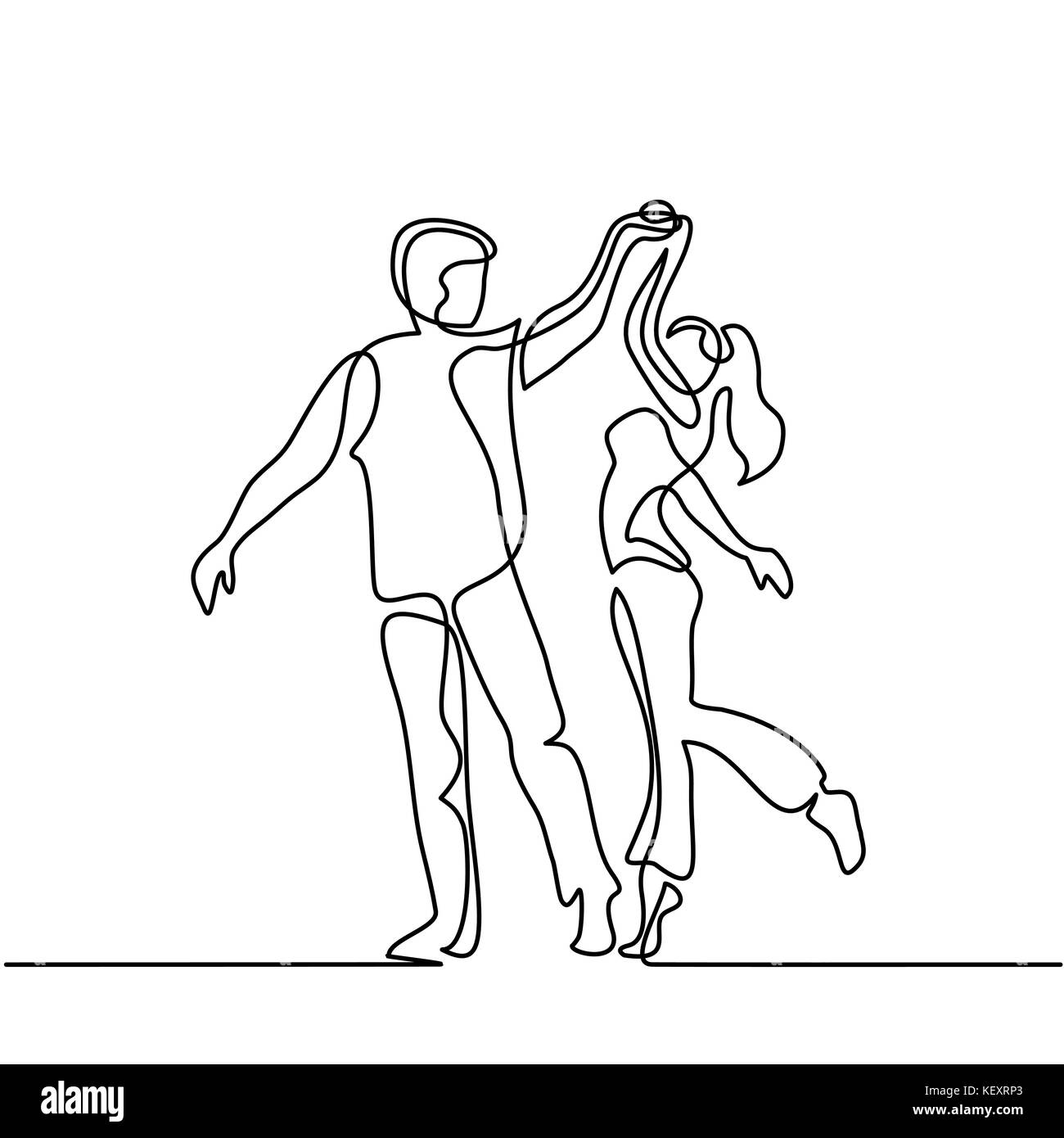 Heureux couple aimant la danse. Illustration de Vecteur