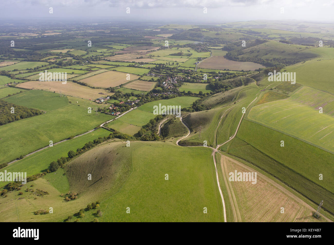 Une vue aérienne de la South Downs près de Devils Dyke, West Sussex Banque D'Images