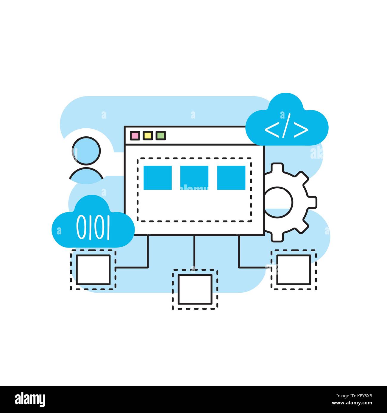 Le système de programmation avec la technologie code de site web Illustration de Vecteur