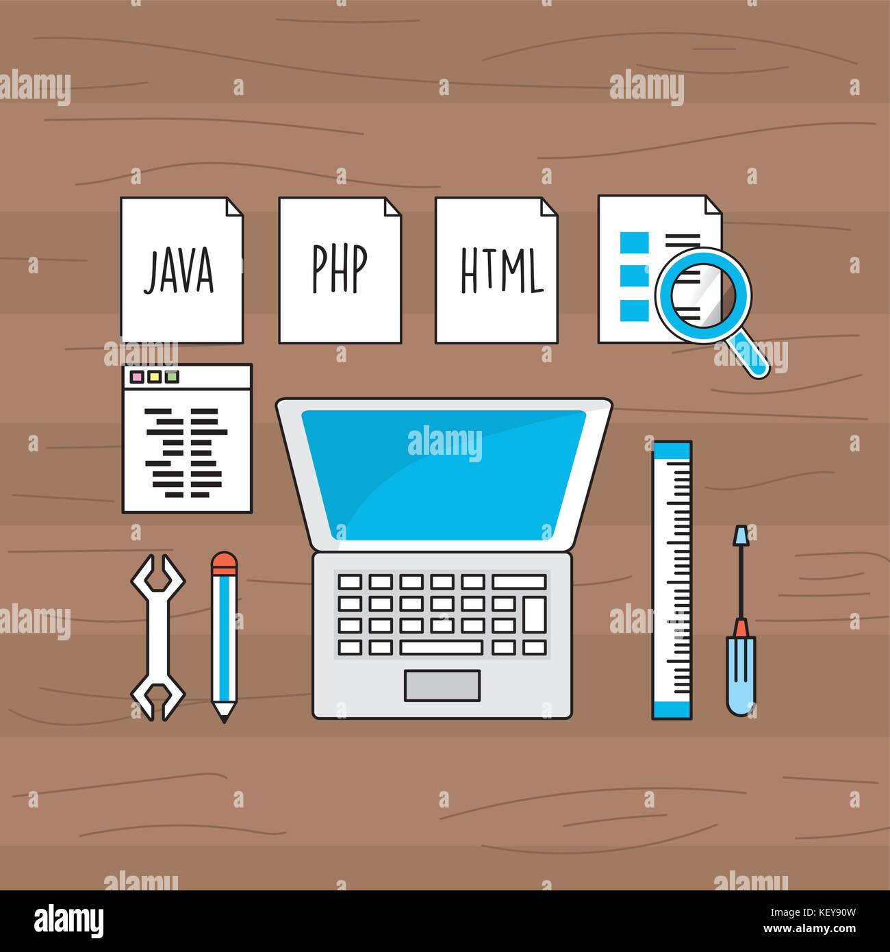 Le système de programmation avec la technologie code de site web Illustration de Vecteur