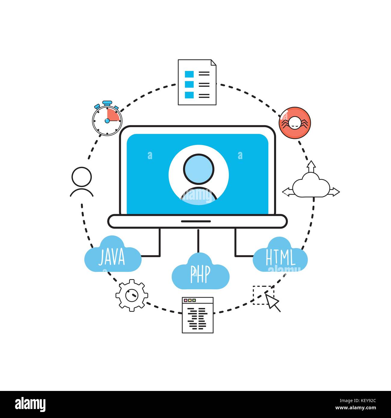 Définir la technologie programmeur code webside Illustration de Vecteur