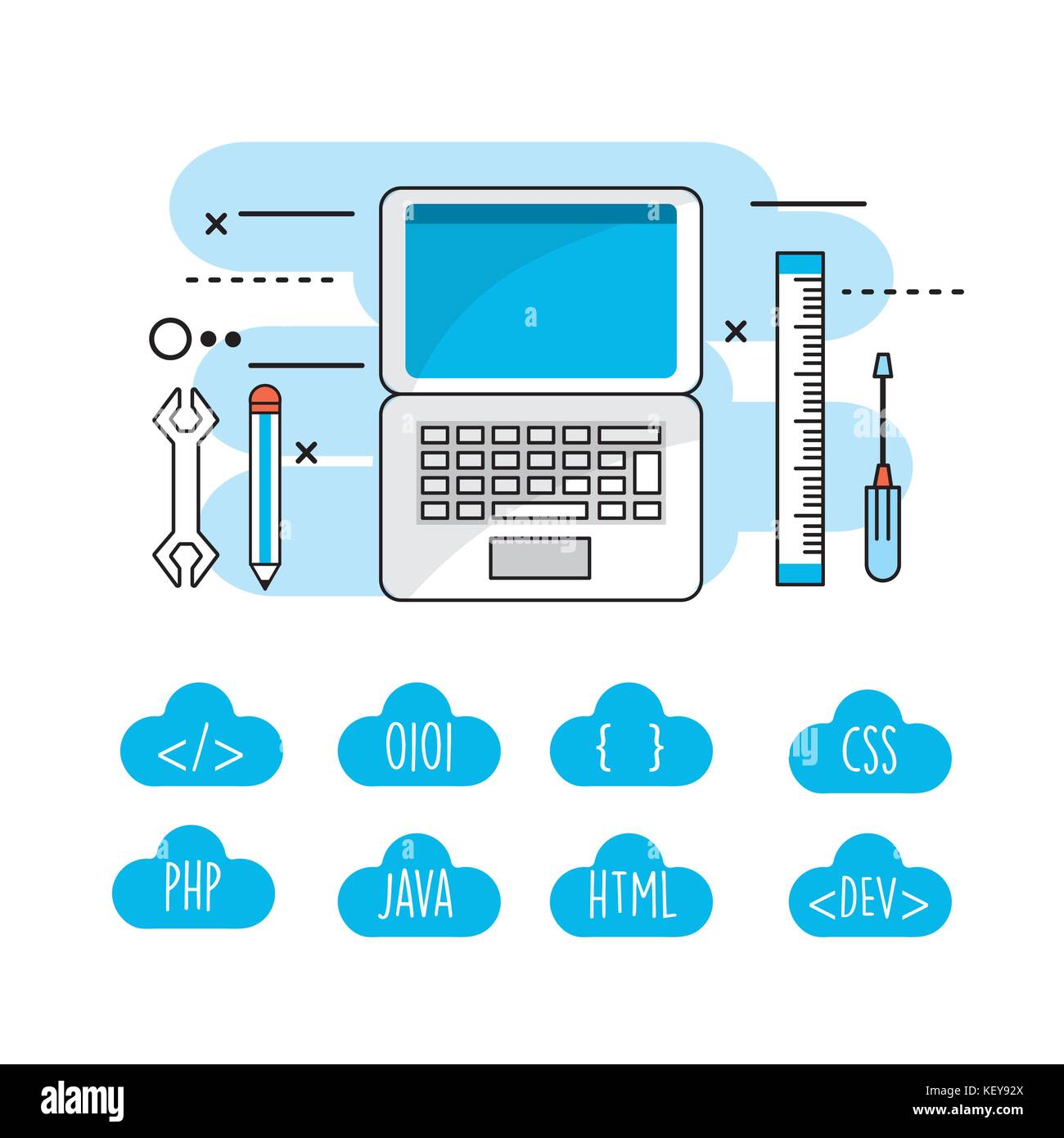 Définir la technologie programmeur code webside Illustration de Vecteur