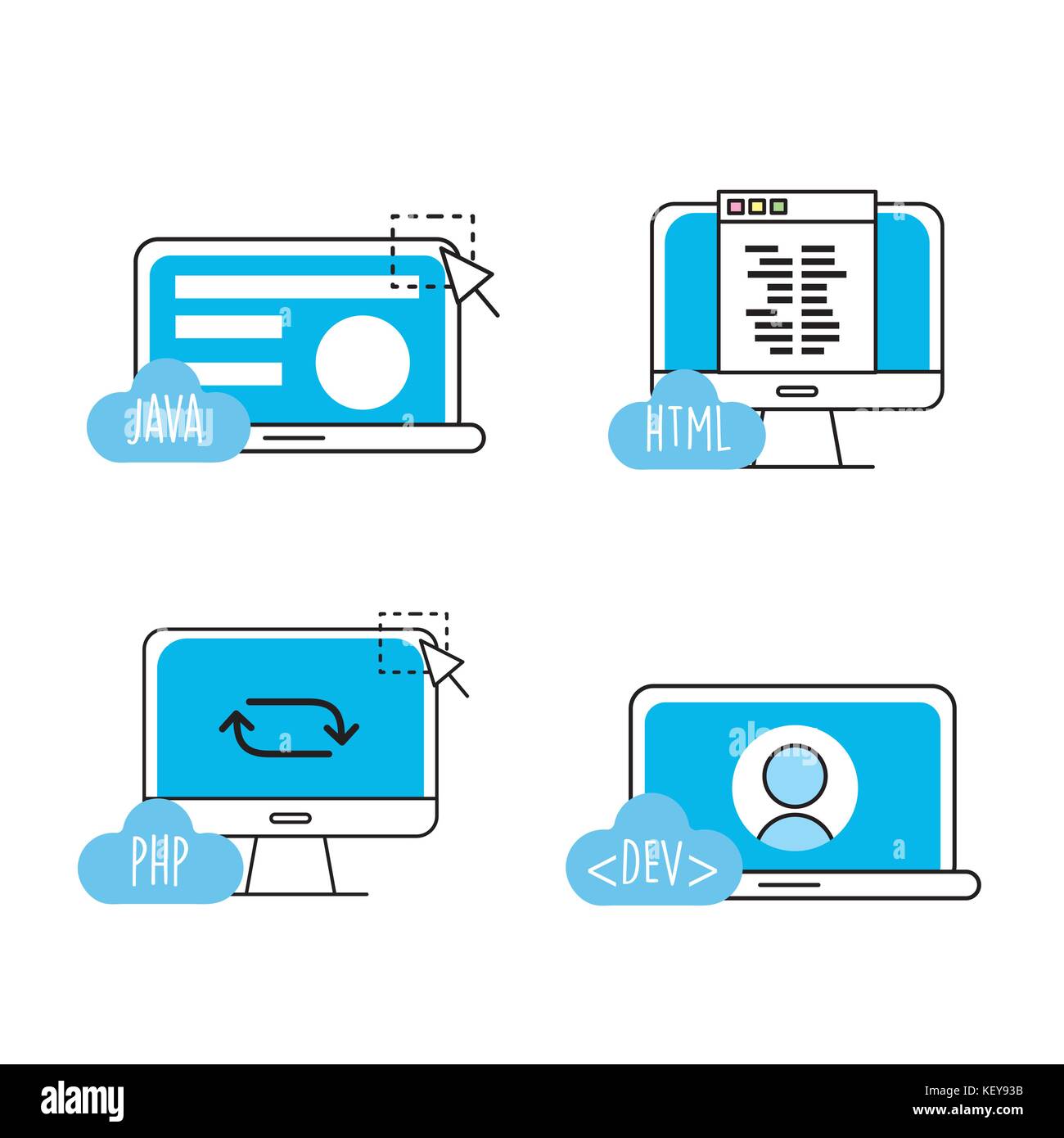 Définir la technologie programmeur code webside Illustration de Vecteur