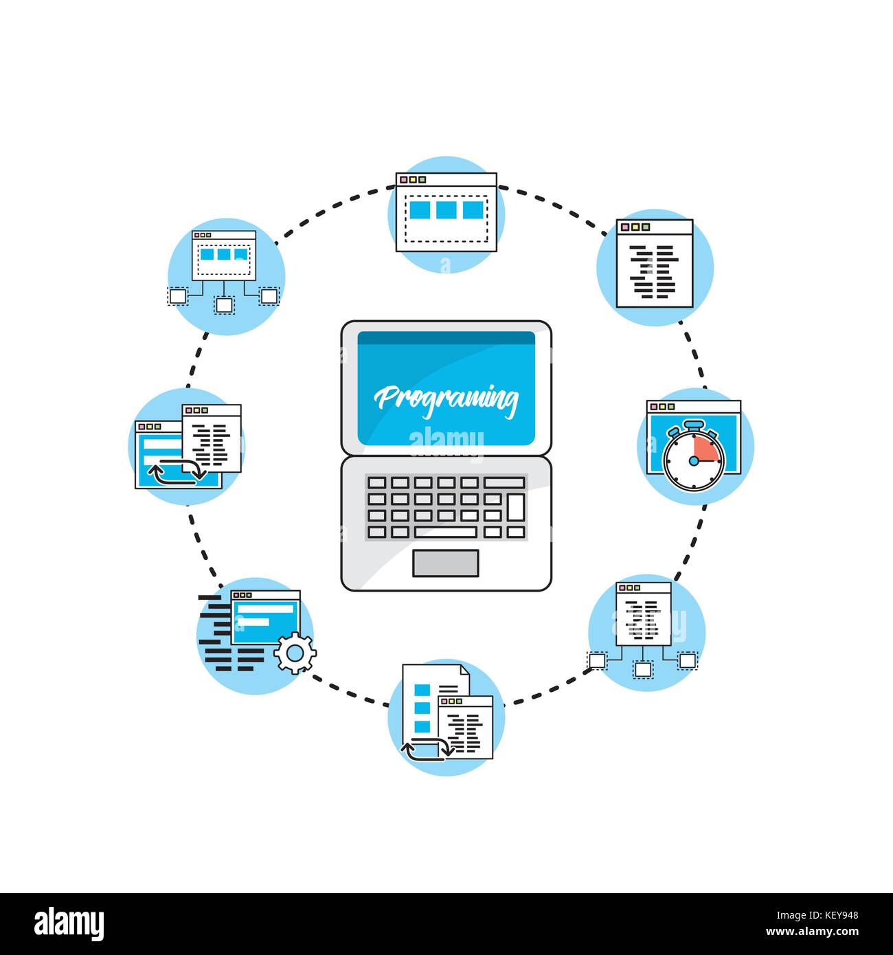Définir la technologie programmeur code webside Illustration de Vecteur