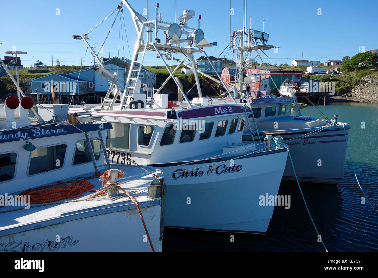 Bateaux de pêche au quai de Cape St. Mary, Nouvelle-Écosse, Canada Banque D'Images