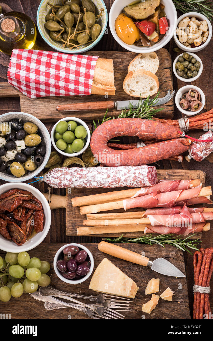 La nourriture faite pour le partage avec des amis,Spanish tapa. partie ou de bar. Banque D'Images