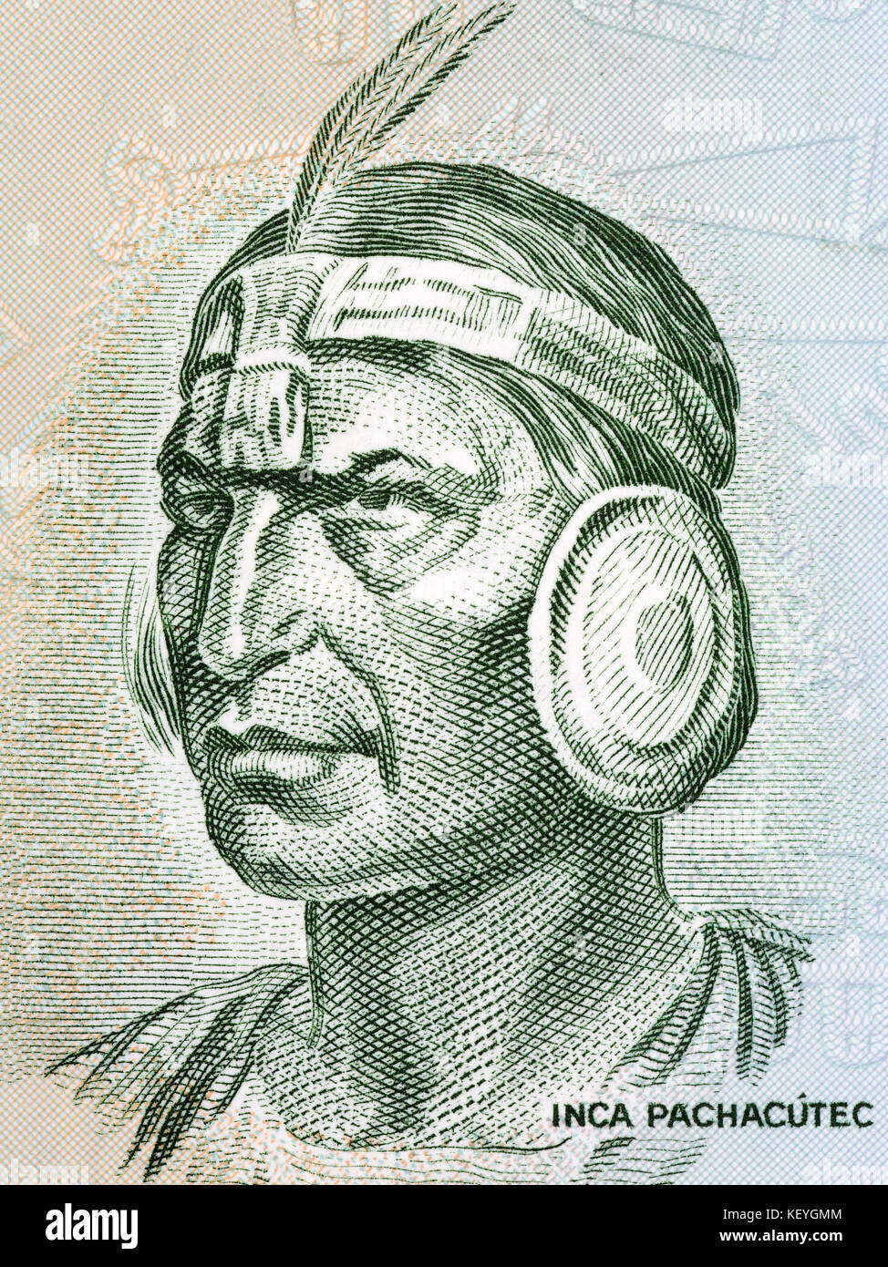 Portrait de l'Inca Pachacutec argent péruvien Banque D'Images