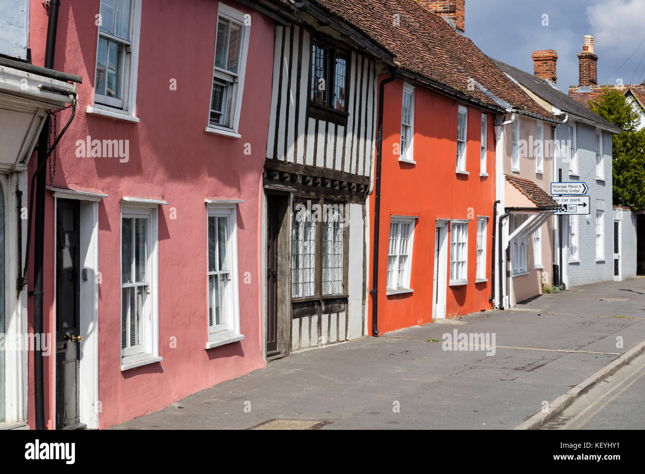 Cottages attrayants sur Watling Street à Thaxted, Essex, UK Banque D'Images