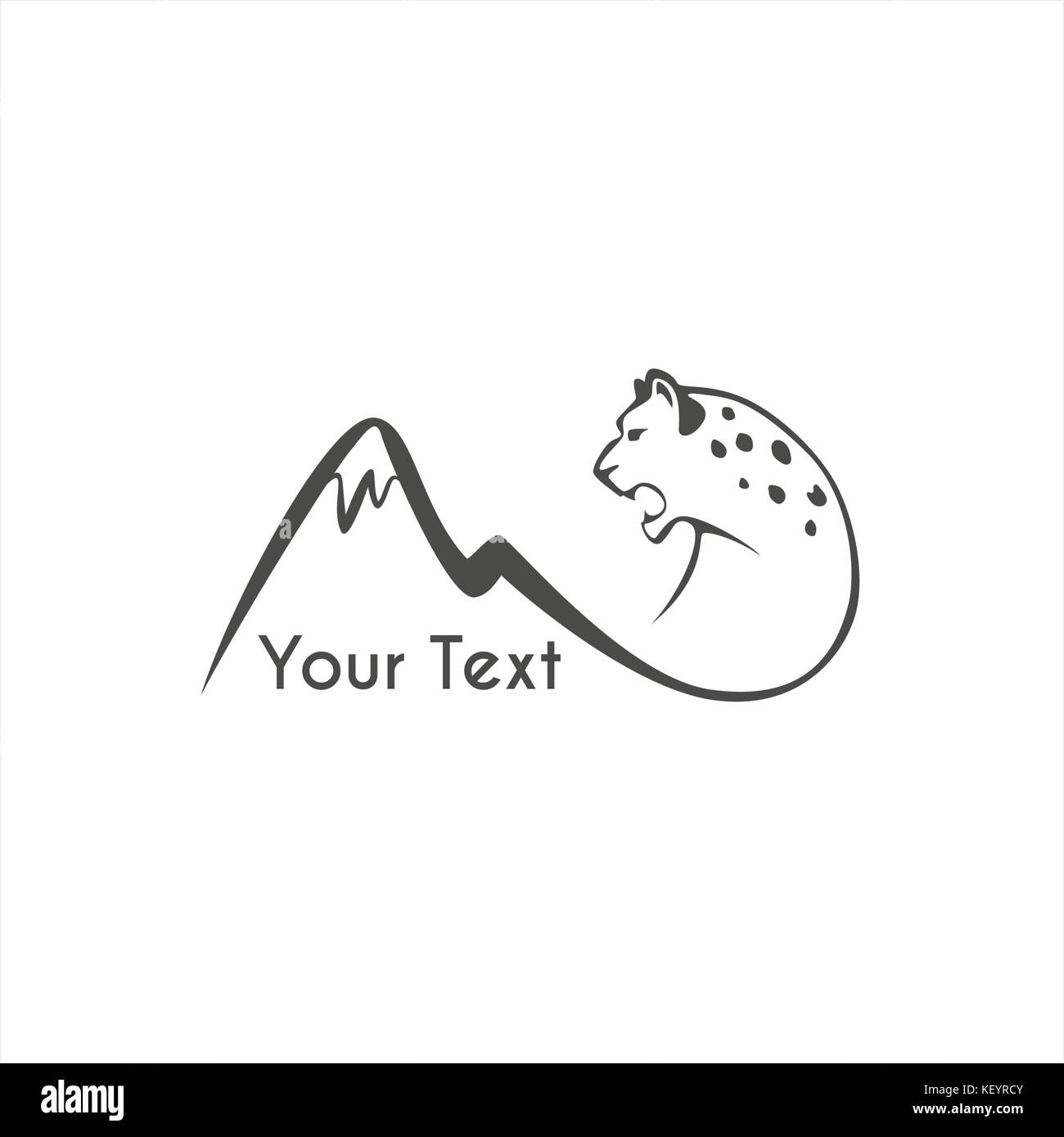 Snow Leopard bondissant emblème logo sign vector illustration Illustration de Vecteur