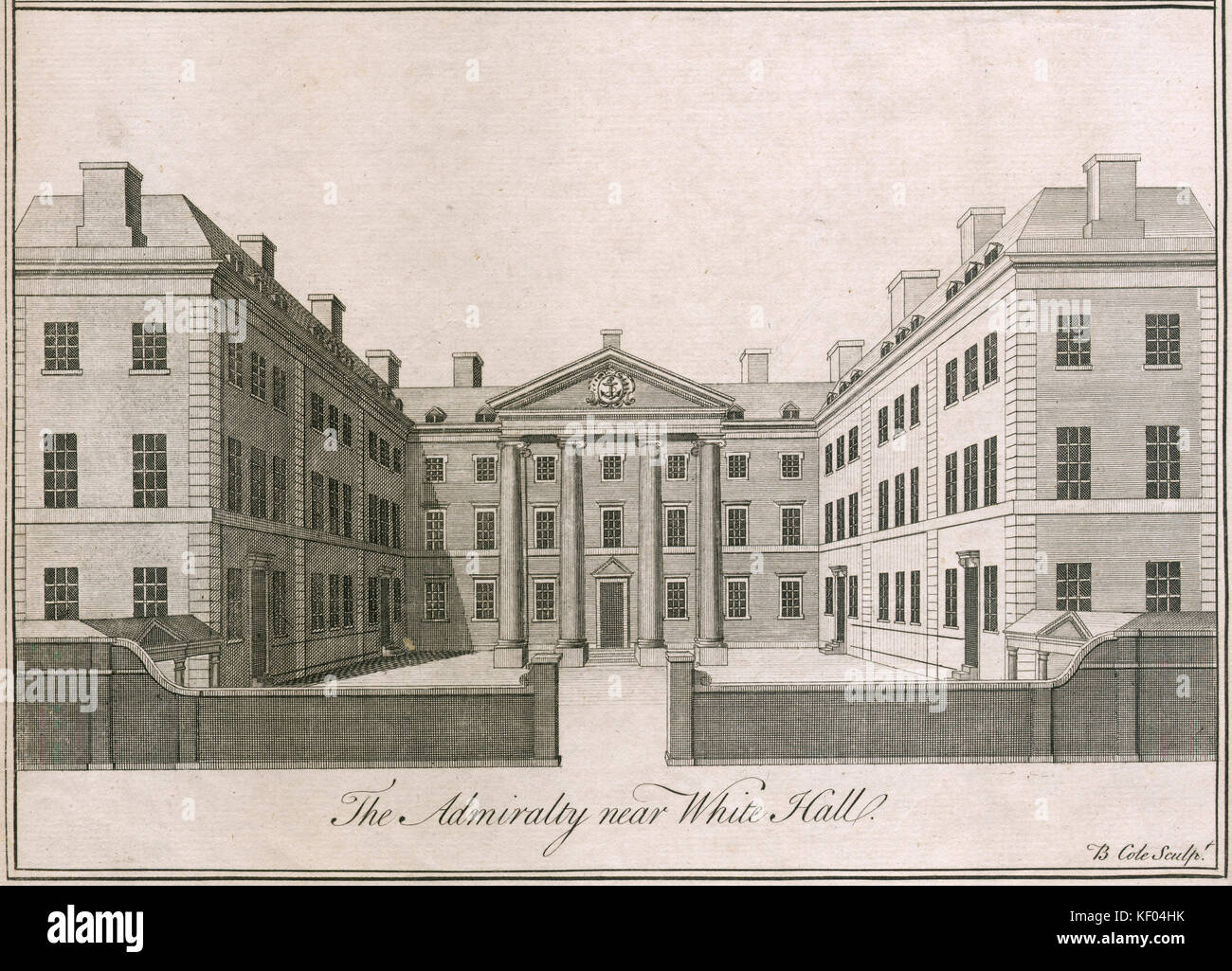 Le bâtiment de l'Amirauté près de Whitehall, Westminster, Londres. Amirauté était construit par Thomas Ripley 1723-26. Gravure de 1750 par B. Cole. Mayson Beeton Banque D'Images