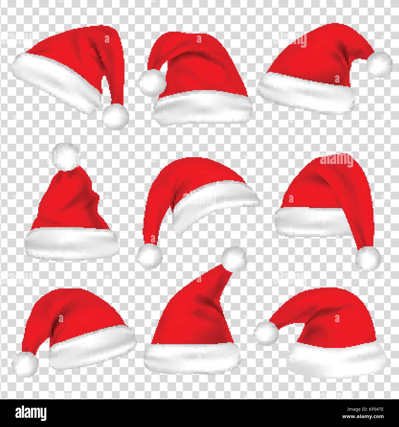 Santa Claus Noël Nouvel an. Chapeaux chapeau rouge isolé sur fond  transparent. vector illustration Image Vectorielle Stock - Alamy