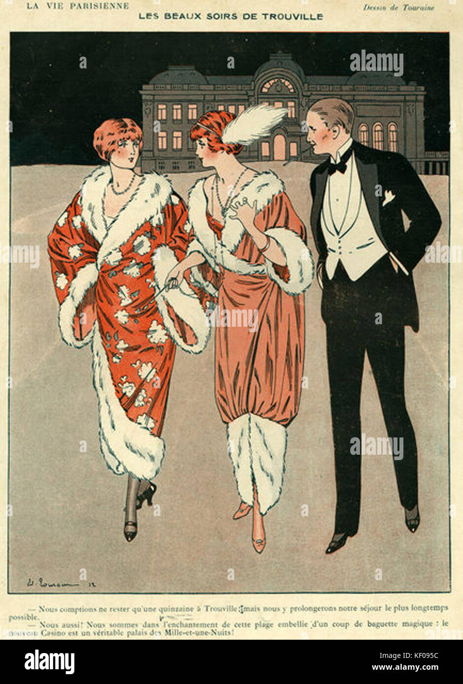 La vie parisienne 1912 1910s France Touraine illustrations hommes femmes chapeaux robes soirée robe tuxedos vêtements de soirée cravate noire après le Banque D'Images
