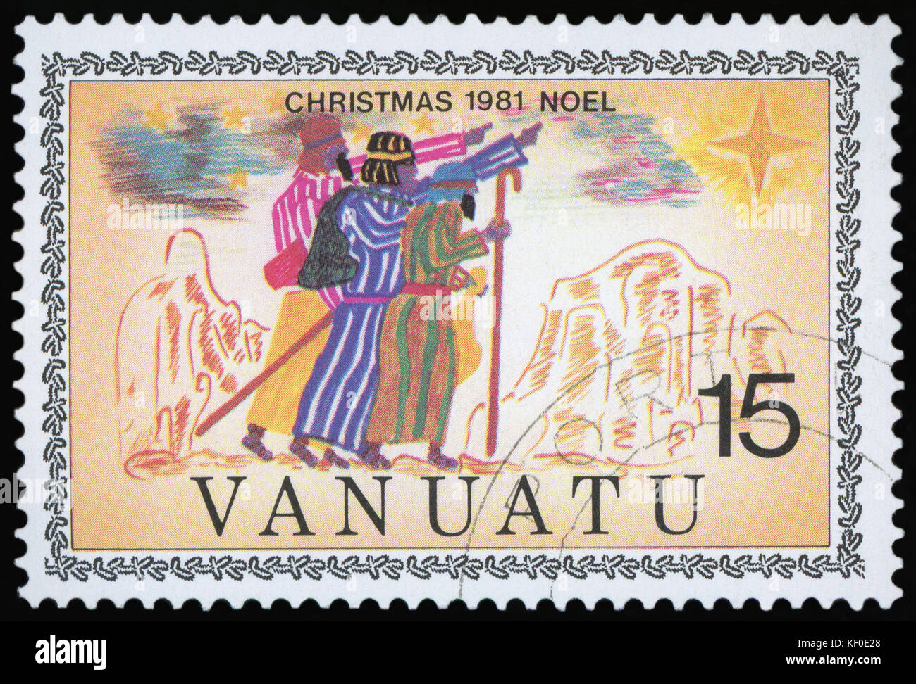 Timbre-poste - Noël 1981 Noel (Vanuatu) Banque D'Images