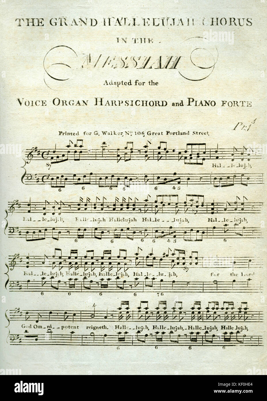 L Alleluia De Handel Dans Le Messie Adapte Pour La Voix Et Clavecin Orgue Piano Forte Page D Ouverture De La Partition Imprimee Imprime Pour G Walker Londres Compositeur Allemand 23 Fevrier 1685 14