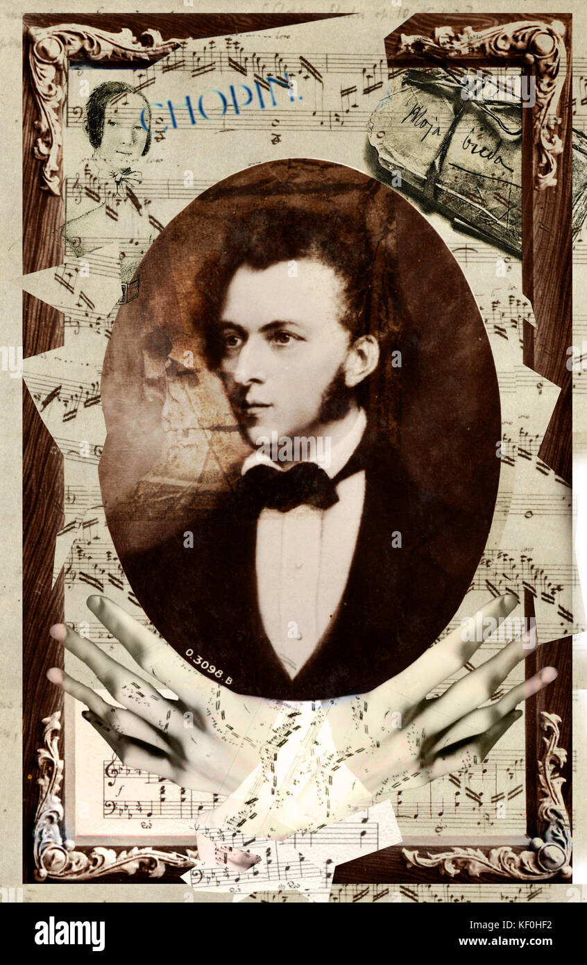 Frédéric Chopin. Collage. Le compositeur polonais, 1 mars 1810 - 17 octobre 1849 Banque D'Images