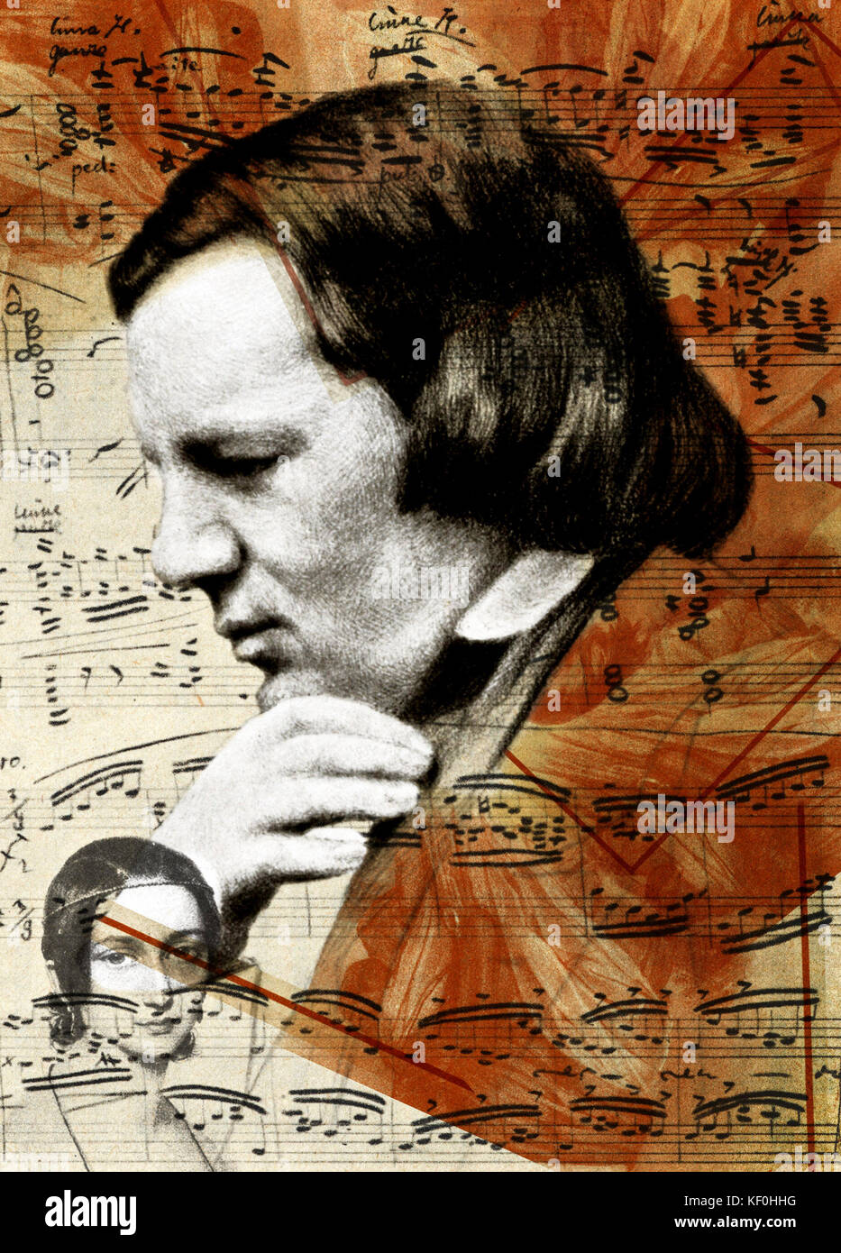 Robert Schumann collage . Compositeur allemand, 8 juin 1810 - 29 juillet 1856. Banque D'Images