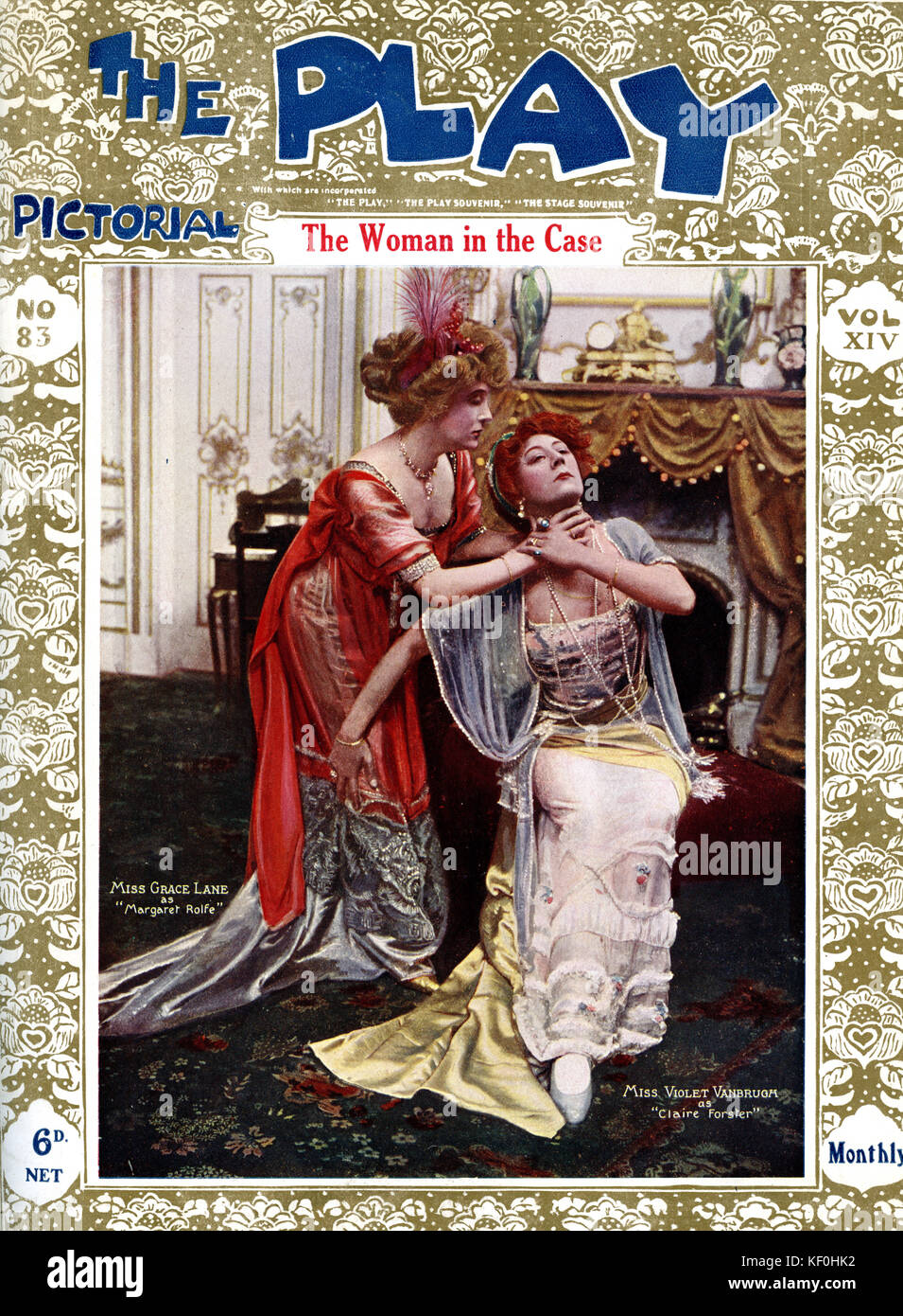 "La femme dans le cas' par Clyde Fitch, avec Grace Lane comme Margaret Rolfe (1876 - 1956) et Violet Vanbrugh comme Claire Foster étouffe presque Claire Forster en le denoument final (11 juin 1867 - 10 novembre 1942), à l'Garrick Theatre, Londres, 1909. Couvrir de jouer l'Illustré, 1909. Banque D'Images