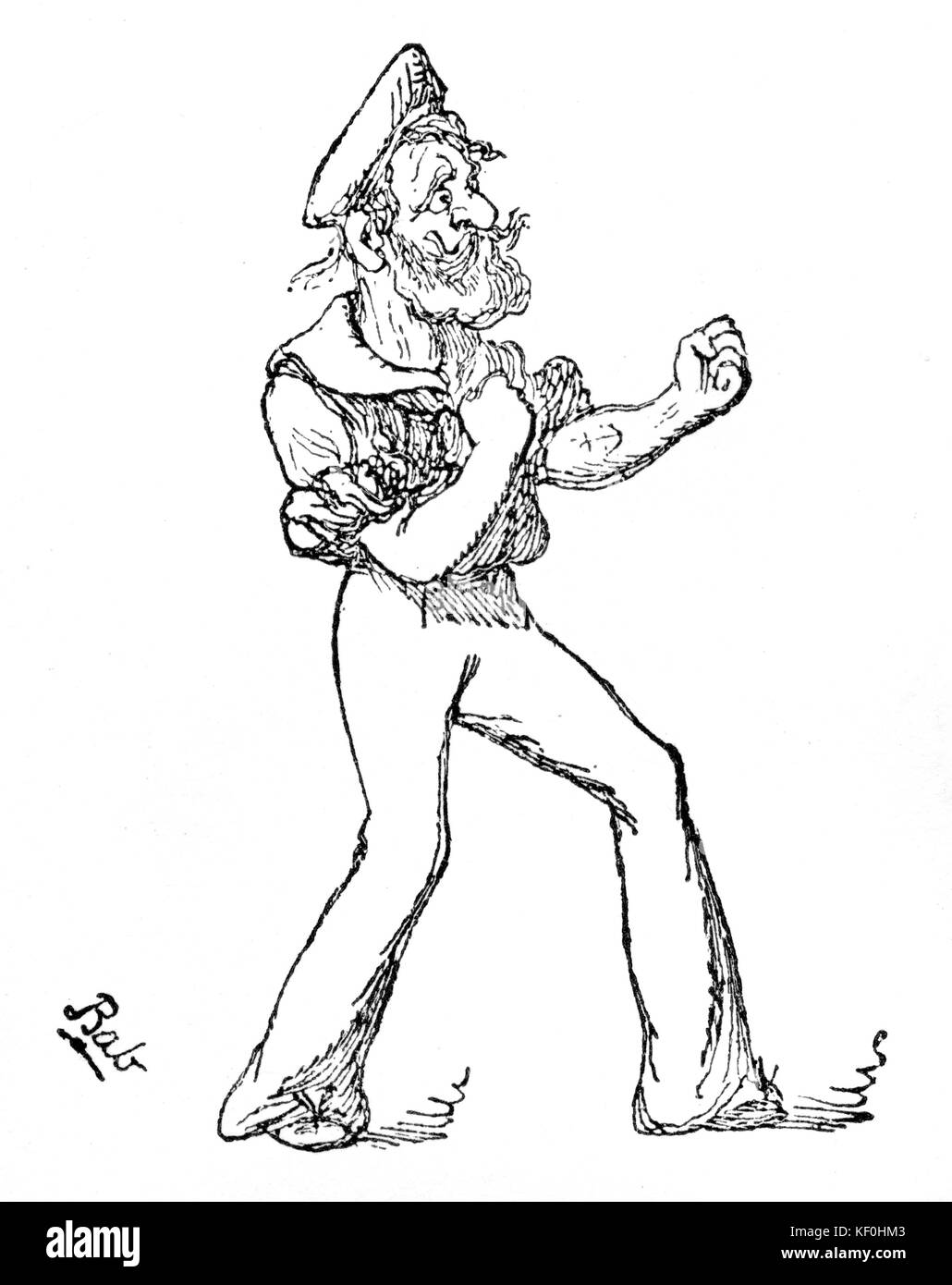 Gilbert et Sullivan 's comic opéra 'HMS Pinafore', 1878. L 'étoile' britannique. Dessiné par W.S. Gilbert. Un vieux marin britannique dans une attitude pugilistic. A.S. Sullivan, compositeur anglais 13 mai 1842 - 22 novembre 1900. W.s. Gilbert , librettiste anglais, 18 novembre 1836- 29 mai 1911 Banque D'Images