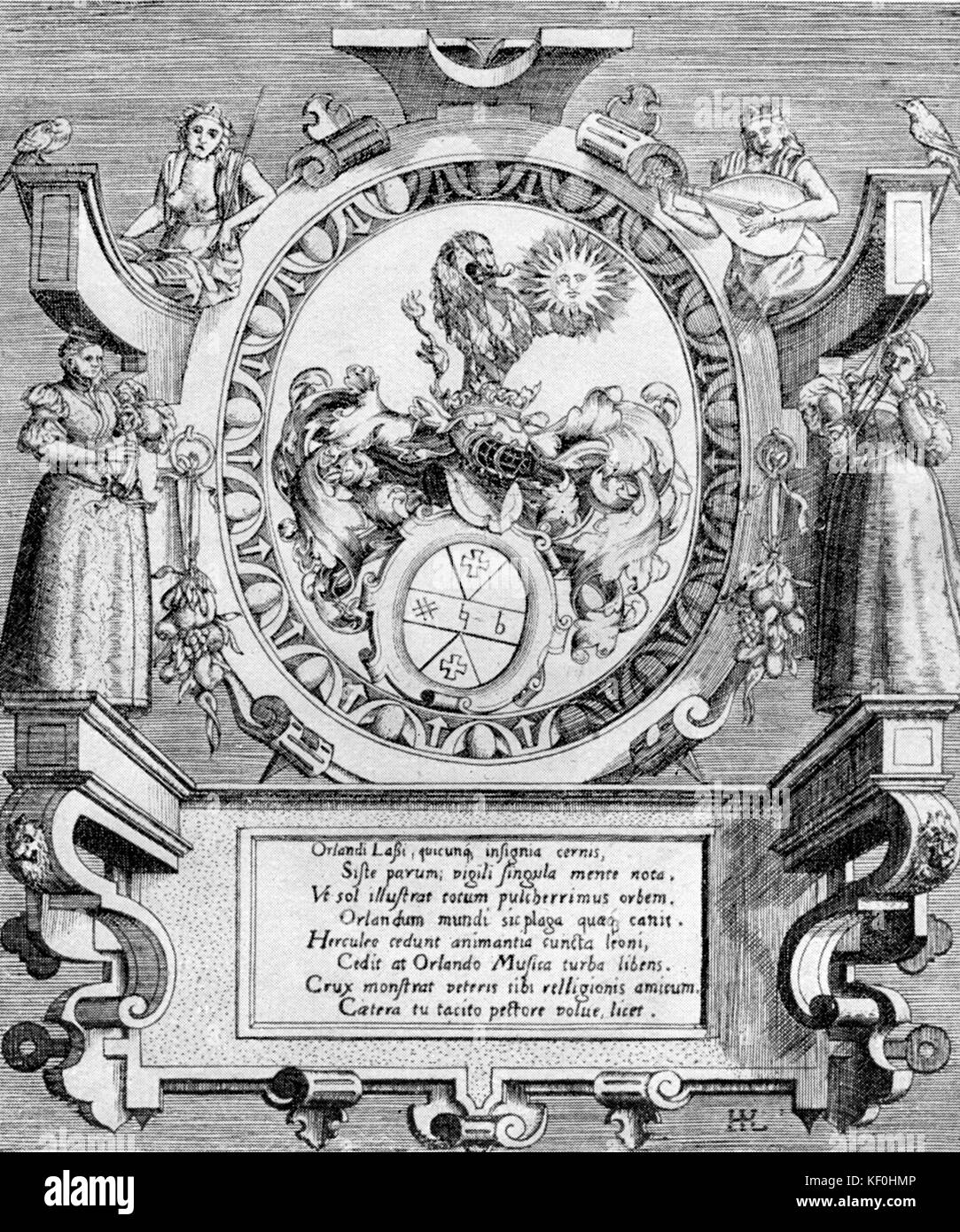 L'art héraldique d'Orlande de Lassus. Compositeur franco-flamande LO1532 - 14 juin 1594. Banque D'Images